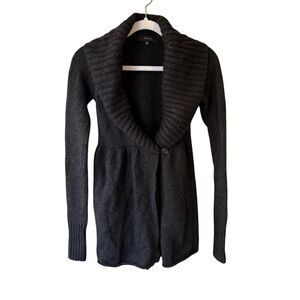 Talula Gray Wool Cashmere Blend Cardigan with Ribbed Cowl Neck Size XXS Cozy